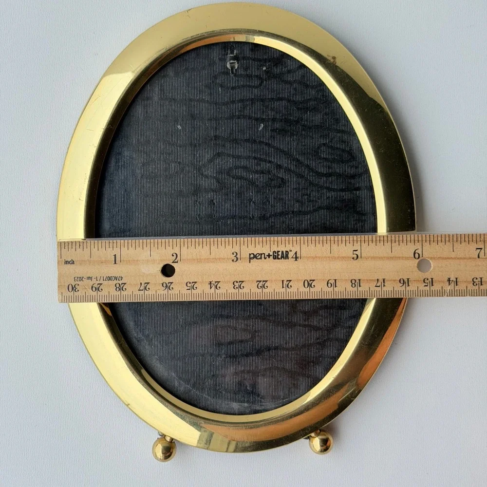 Vintage Brass Oval Picture Frame Gold 5x7 Old World MCM Gallery Art Deco